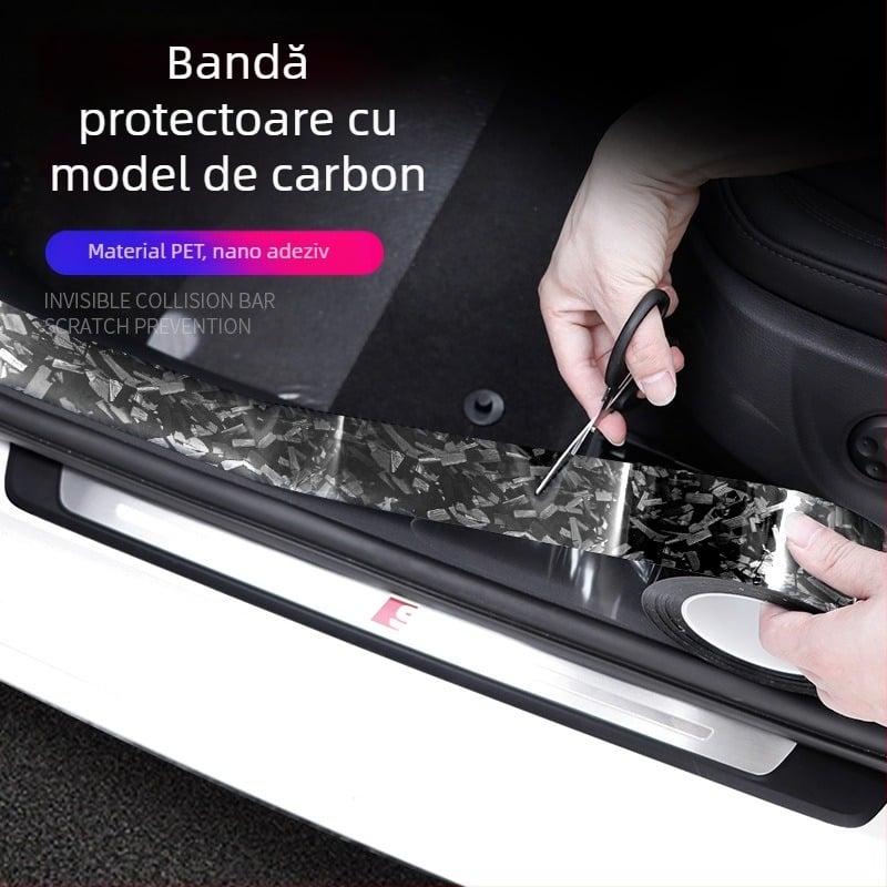 Bo haisheng Bandă prag portieră auto cu model forjat, folie protectoare autoadezivă, universală