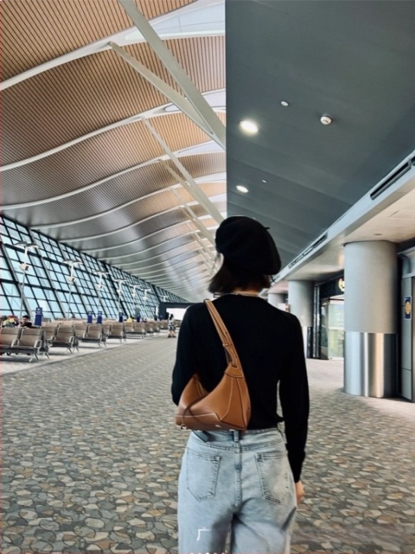 Geantă din piele naturală, în formă de pernă — piele de vită prim-strat, fermoar, primăvara 2023, buzunar intern pentru telefon