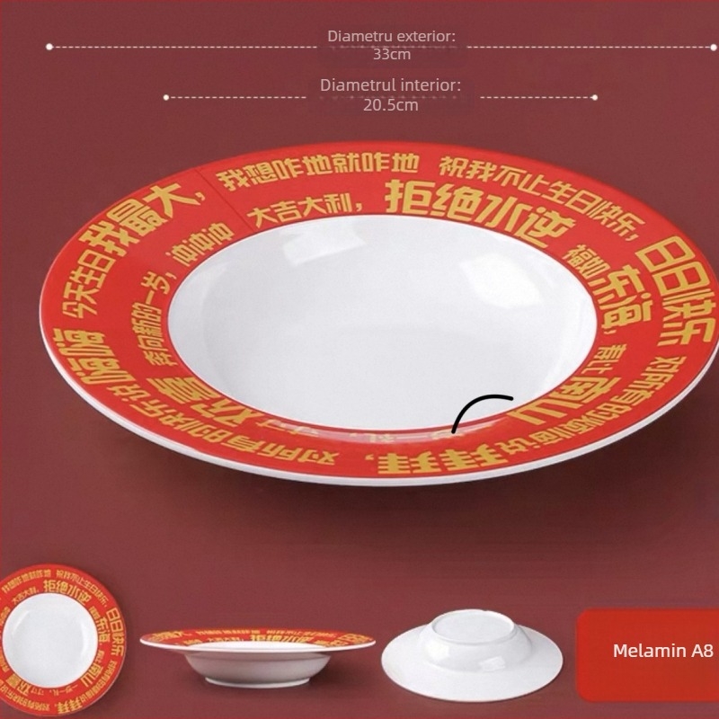 Fu Cheng bol melamin pentru tăiței, rotund, stil modern minimalist, personalizare disponibilă