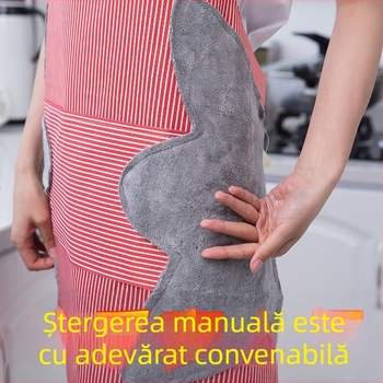 Șorț de bucătărie din in, fără mâneci, impermeabil, cu buzunar mare, model desen animat