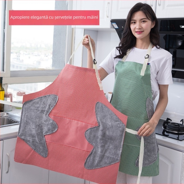 Șorț de bucătărie din in, fără mâneci, impermeabil, cu buzunar mare, model desen animat