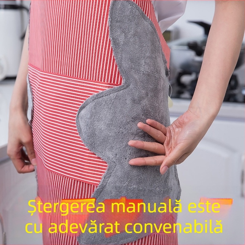 Șorț de bucătărie din in, fără mâneci, impermeabil, cu buzunar mare, model desen animat