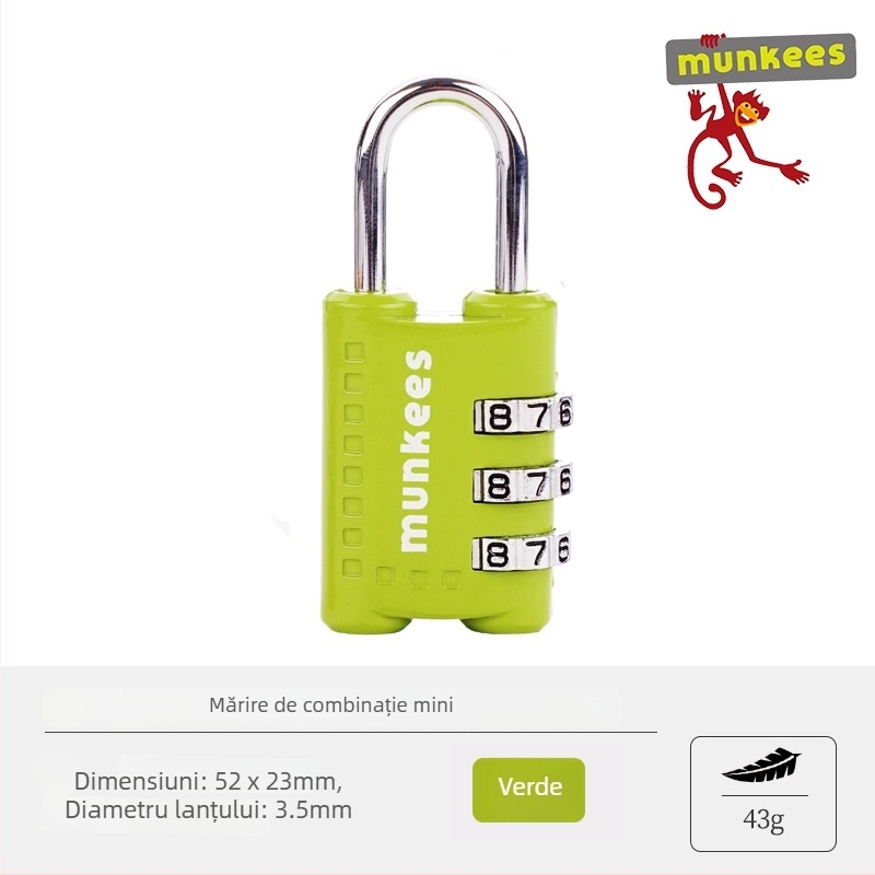 Lacăt pentru bagaje Munkees cu parolă TSA, Lacăt mic, Model 985, Stil universal, Număr produs F96J7T885M9SS9