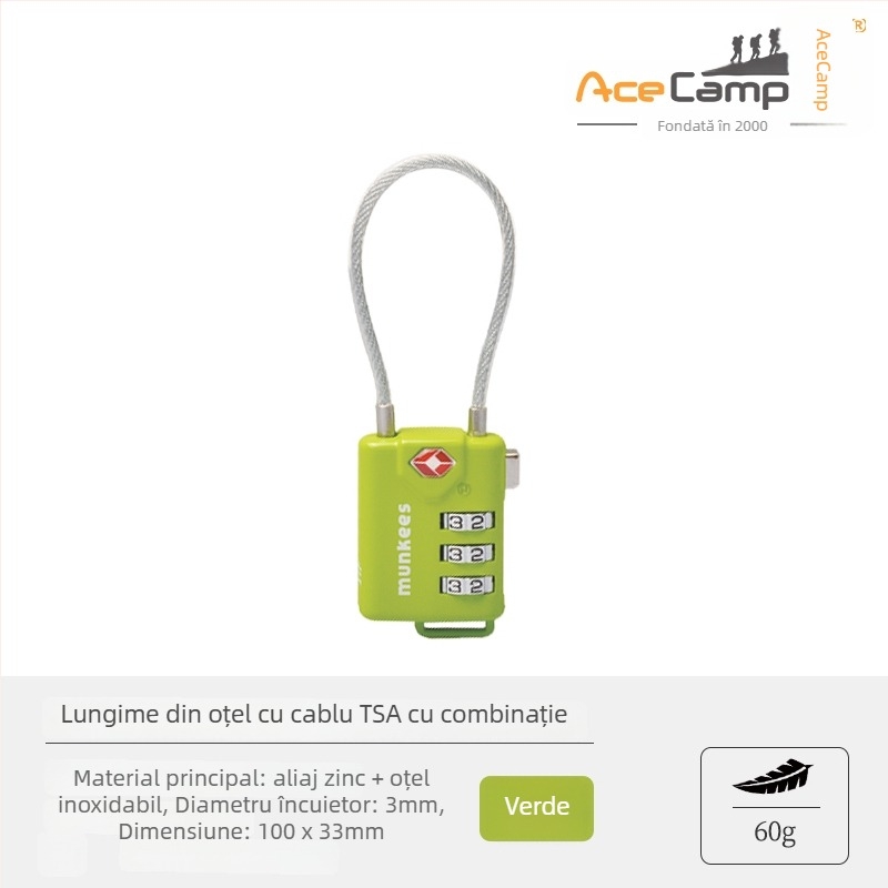 Lacăt pentru bagaje Munkees cu parolă TSA, Lacăt mic, Model 985, Stil universal, Număr produs F96J7T885M9SS9