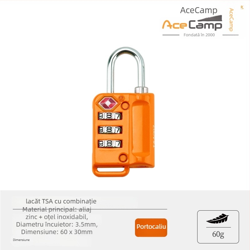 Lacăt pentru bagaje Munkees cu parolă TSA, Lacăt mic, Model 985, Stil universal, Număr produs F96J7T885M9SS9