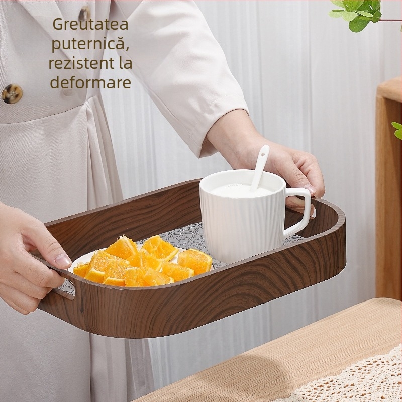 Tăviță pentru ceai cu floare Begonia, din plastic, rotundă, stil vintage/retro, turnare monobloc