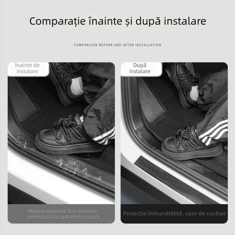 Protecție transparentă a pragului de ușă auto din PVC – anti-derapare, protecție portbagaj
