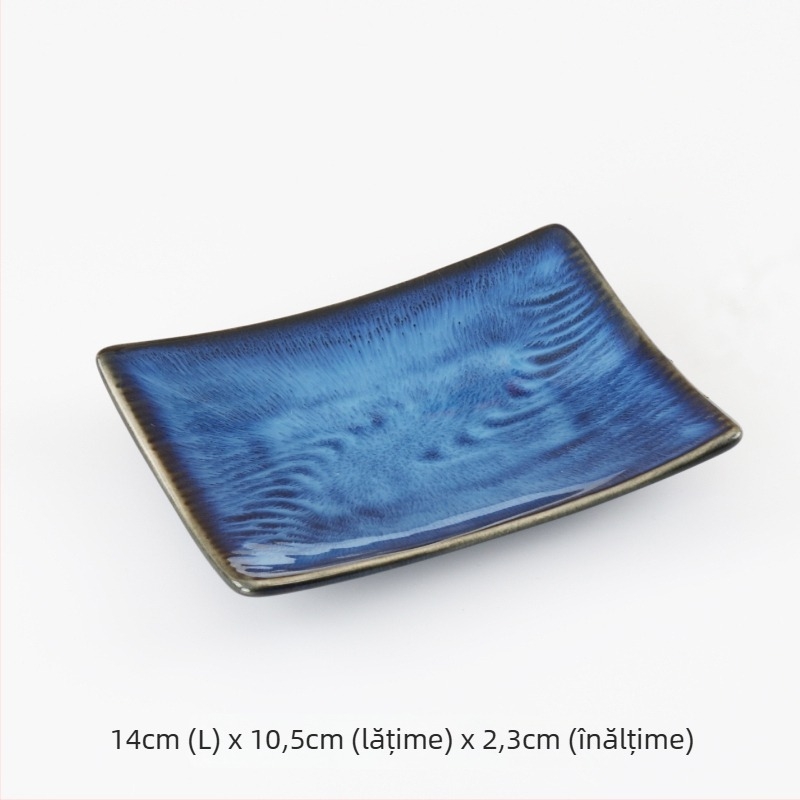 Farfurie dreptunghiulară din porțelan pentru sushi și frigărui – stil japonez, minimalist modern, calitate premium