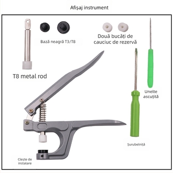 Pliant din aluminiu pentru nasturi snap – brand Three Gang, potrivit pentru paltoane, pălării, pantaloni casual, genți, jachete și îmbrăcăminte pentru copii