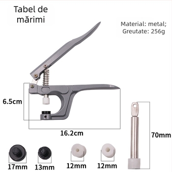 Pliant din aluminiu pentru nasturi snap – brand Three Gang, potrivit pentru paltoane, pălării, pantaloni casual, genți, jachete și îmbrăcăminte pentru copii