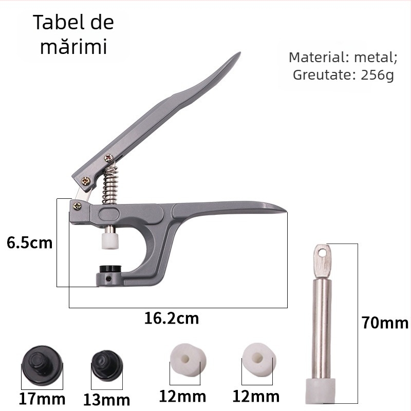 Pliant din aluminiu pentru nasturi snap – brand Three Gang, potrivit pentru paltoane, pălării, pantaloni casual, genți, jachete și îmbrăcăminte pentru copii