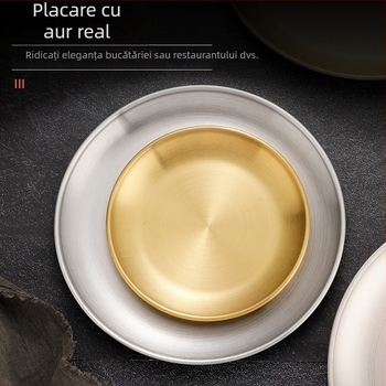 Placă pentru grătar în stil coreean, din oțel inoxidabil, rotundă (suprafață lustruită; logo imprimat; personalizabil)