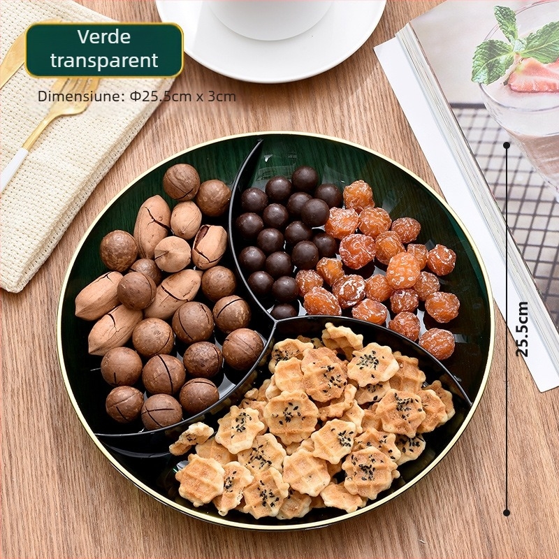 Vas de fructe cu trei compartimente, farfurie pentru gustări, stil simplu