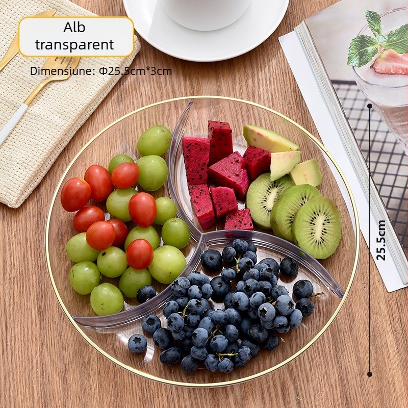 Vas de fructe cu trei compartimente, farfurie pentru gustări, stil simplu