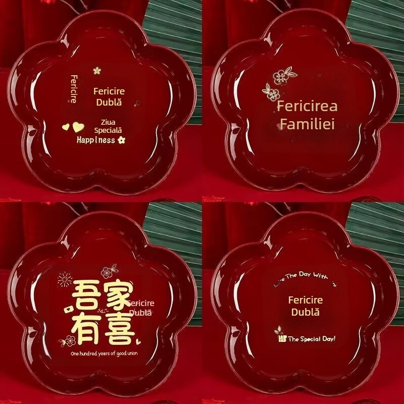 Placă de fructe din plastic pentru nuntă și sufragerie – suprafață vopsită cu decal, stil chinezesc nou