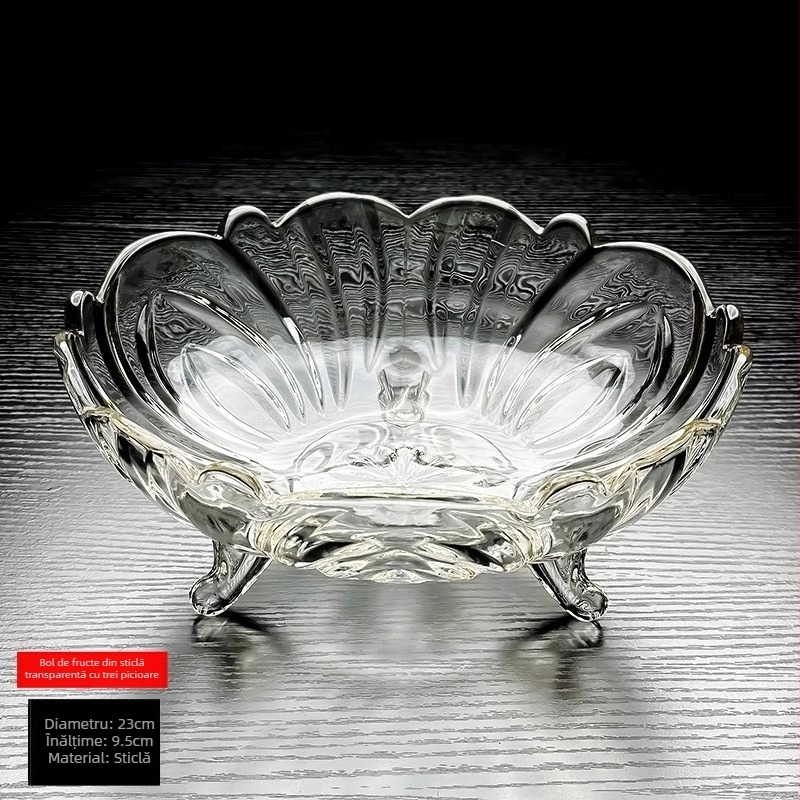 Vas de fructe din sticlă de cristal, bază cu trei picioare, calitate premium, lansare 2025, lux accesibil