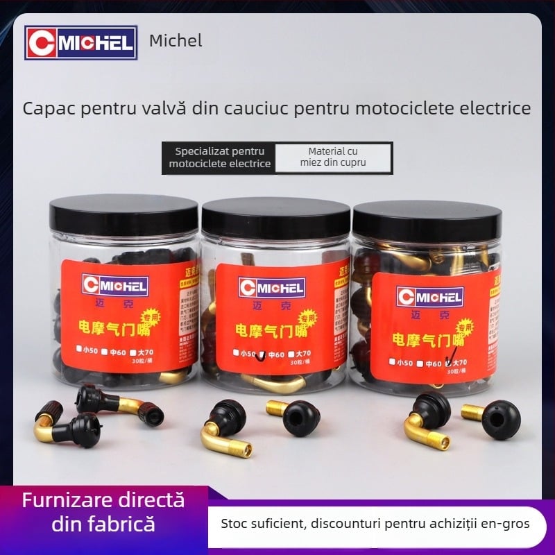 Valvă fără cameră din cauciuc pentru motociclete, vehicule electrice și automobile — montaj Twist-On, gură britanică, cavitate obișnuită