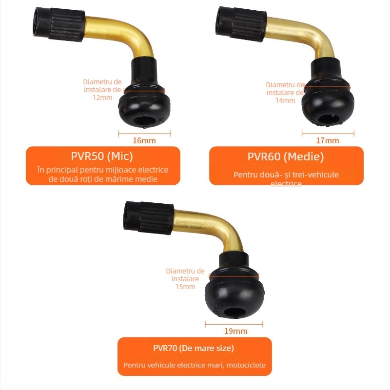 Valvă fără cameră din cauciuc pentru motociclete, vehicule electrice și automobile — montaj Twist-On, gură britanică, cavitate obișnuită