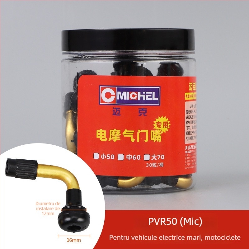 Valvă fără cameră din cauciuc pentru motociclete, vehicule electrice și automobile — montaj Twist-On, gură britanică, cavitate obișnuită