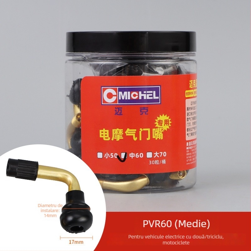 Valvă fără cameră din cauciuc pentru motociclete, vehicule electrice și automobile — montaj Twist-On, gură britanică, cavitate obișnuită