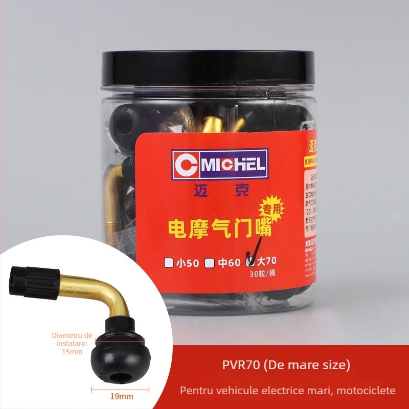 Valvă fără cameră din cauciuc pentru motociclete, vehicule electrice și automobile — montaj Twist-On, gură britanică, cavitate obișnuită