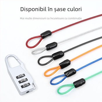 Lacăt cu cablu din oțel pentru biciclete și motociclete – Mecanic, Model: Steel Straight Cable+Password Lock, Material: oțel+PVC, Diametrul tijelor de blocare: 25 mm
