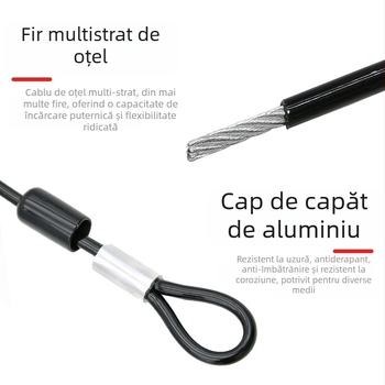 Lacăt cu cablu din oțel pentru biciclete și motociclete – Mecanic, Model: Steel Straight Cable+Password Lock, Material: oțel+PVC, Diametrul tijelor de blocare: 25 mm