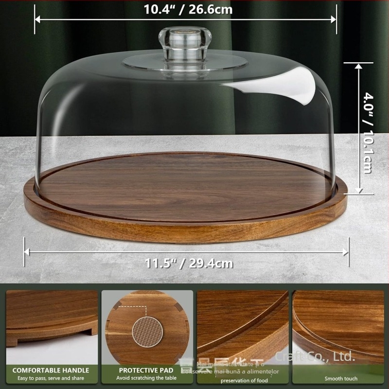 Farfurie plată din lemn, formă neregulată și model floral, stil modern minimalist; potrivită pentru servire fructe și deserturi; imprimare logo disponibilă și personalizare