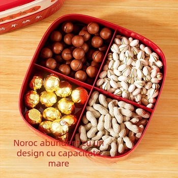 Tavă de fructe cu compartimente și capac basculant, PP material, Stil modern minimalist