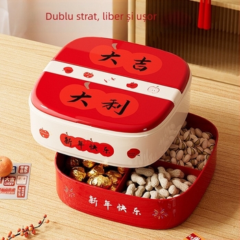 Tavă de fructe cu compartimente și capac basculant, PP material, Stil modern minimalist