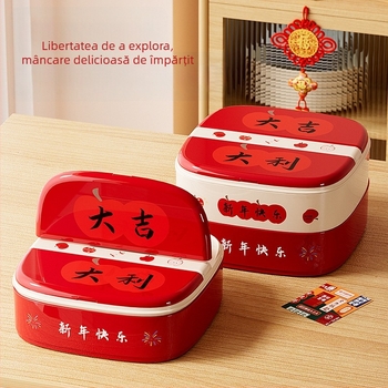 Tavă de fructe cu compartimente și capac basculant, PP material, Stil modern minimalist