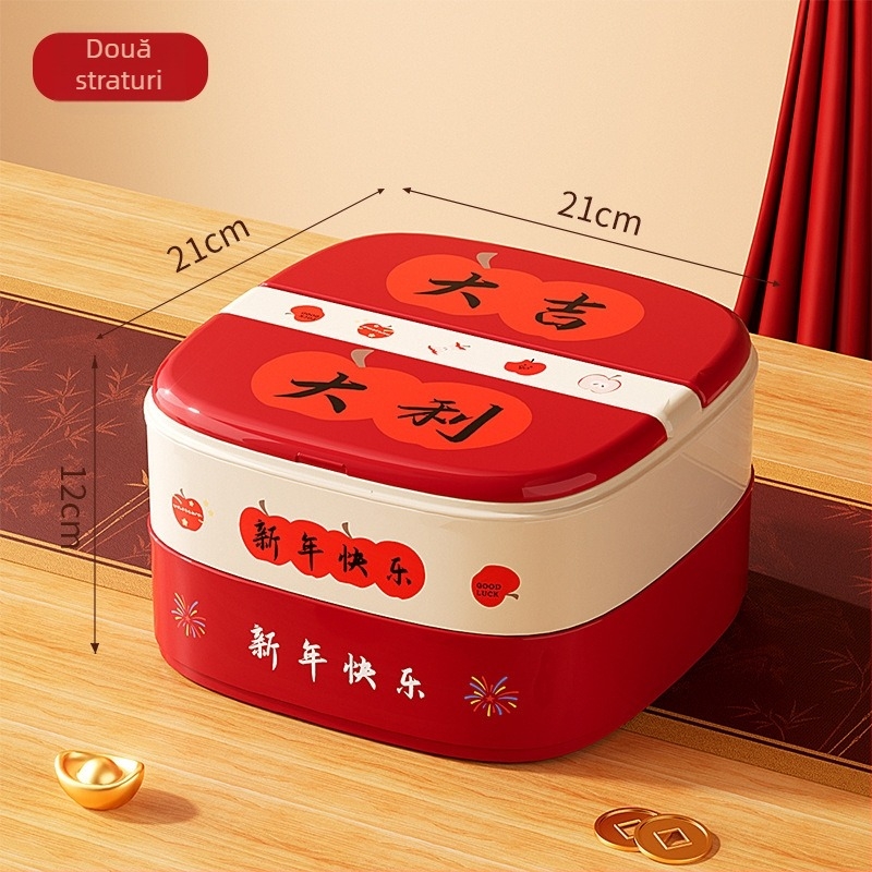 Tavă de fructe cu compartimente și capac basculant, PP material, Stil modern minimalist