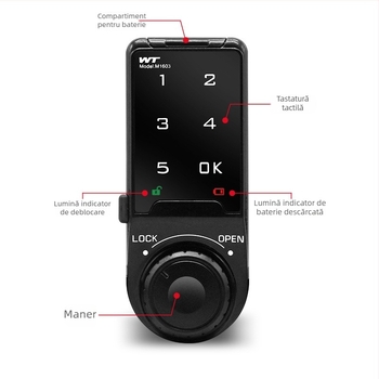 Verrou electronic cu parolă pentru mobilier: dulapuri și sertare, corp din aliaj de zinc, model 568, grosime tijă 18, stil modern minimalist