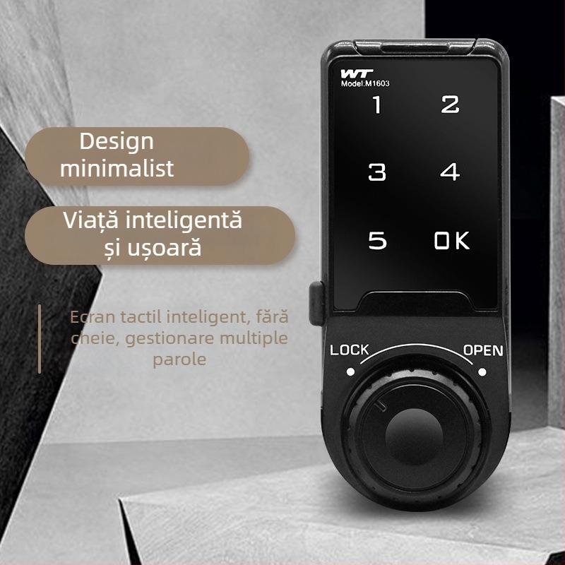 Verrou electronic cu parolă pentru mobilier: dulapuri și sertare, corp din aliaj de zinc, model 568, grosime tijă 18, stil modern minimalist