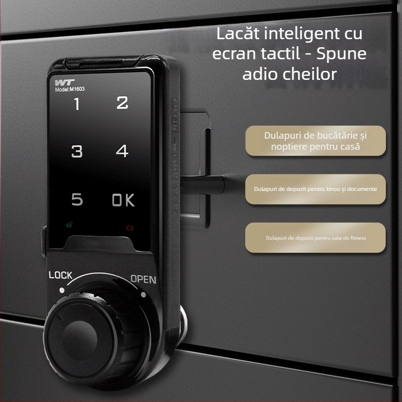 Verrou electronic cu parolă pentru mobilier: dulapuri și sertare, corp din aliaj de zinc, model 568, grosime tijă 18, stil modern minimalist