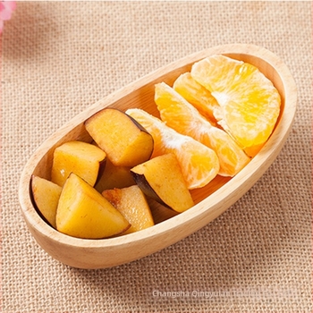 Tavă pentru fructe din lemn de cauciuc și bol pentru salată, pătrat în formă de barcă, lemn natural solid, farfurie Mooncake cu bază groasă, logo imprimat, personalizabil