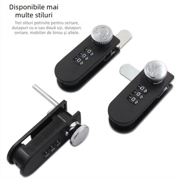 Încuietoare mecanică pentru sertare și dulapuri — încuietoare cu combinație, aliaj + plastic, deschidere tijă 23×68 mm, pentru uși și sertare de dulap, stil modern minimalist