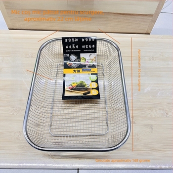 Coș din oțel inoxidabil pentru scurgere fructe și legume, dreptunghiular plasă, stil modern simplu, model grilă, lansat în 2025
