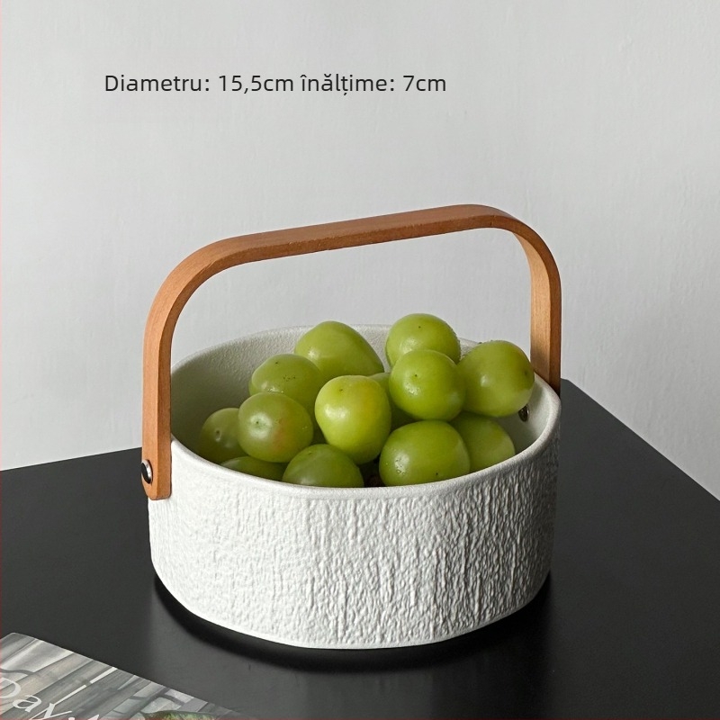 Coș ceramic de fructe, model marmură, stil modern minimalist, Senzhi