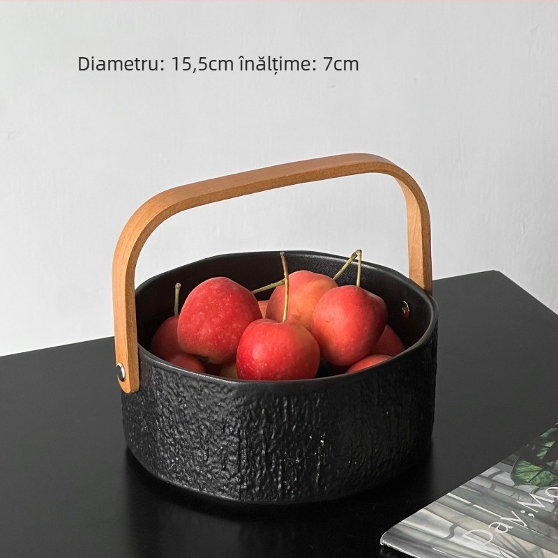Coș ceramic de fructe, model marmură, stil modern minimalist, Senzhi