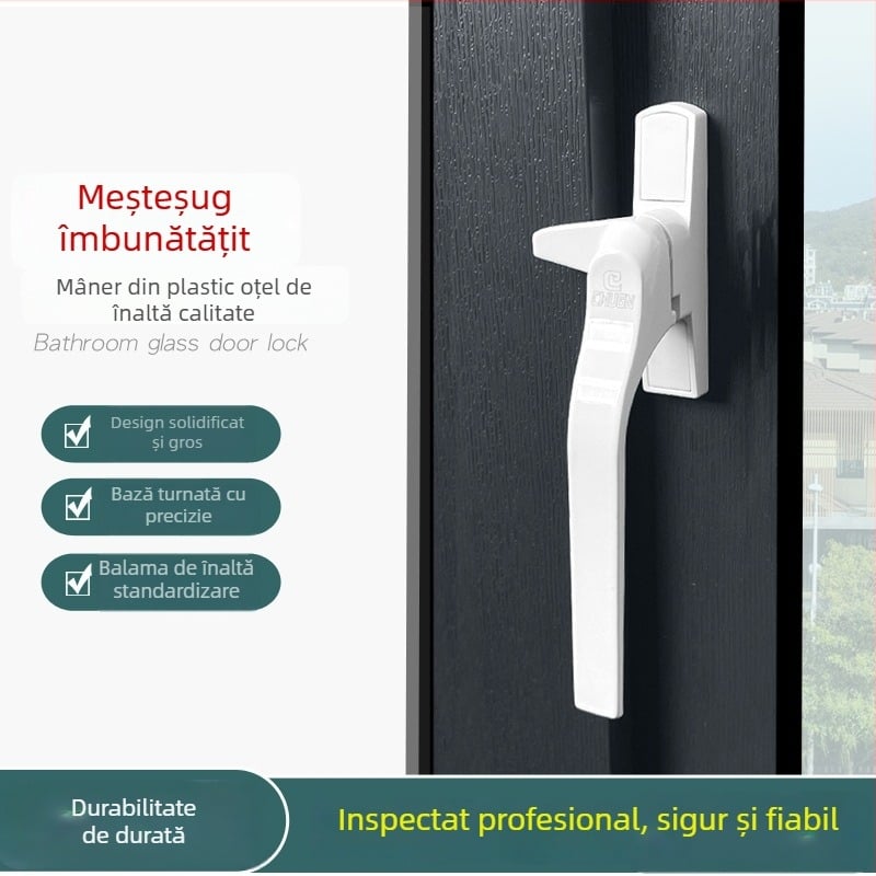 Mânere pentru fereastră, aliaj de aluminiu, finisaj vopsit, design exterior plat de împingere, modelul 03ZS061L, stil modern minimalist, încuietoare metalică în formă de 7