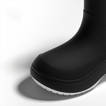 Ghete de ploaie unisex pentru adulți, exterior PVC, înălțime scurtă, talpă groasă, toc mediu 3-5 cm, căptușeală din fleece