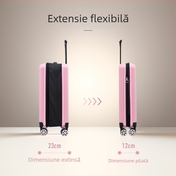 Valiză pliabilă pentru călătorii, structură ușoară ABS+PC, extensibilă, încuietoare TSA cu combinație, roți universale, deschidere cu fermoar