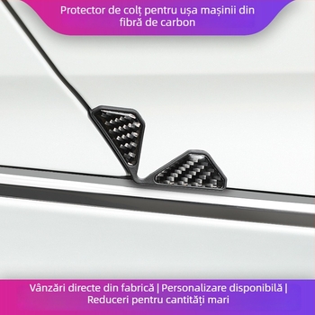 Protecție de colț pentru ușa mașinii, cu model din fibră de carbon, anti-coliziune și zgârieturi, decor auto (4,5 × 4,5 × 6 cm)