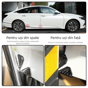 Protecție de colț pentru ușa mașinii, cu model din fibră de carbon, anti-coliziune și zgârieturi, decor auto (4,5 × 4,5 × 6 cm)