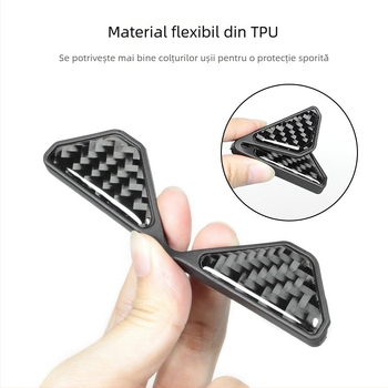 Protecție de colț pentru ușa mașinii, cu model din fibră de carbon, anti-coliziune și zgârieturi, decor auto (4,5 × 4,5 × 6 cm)