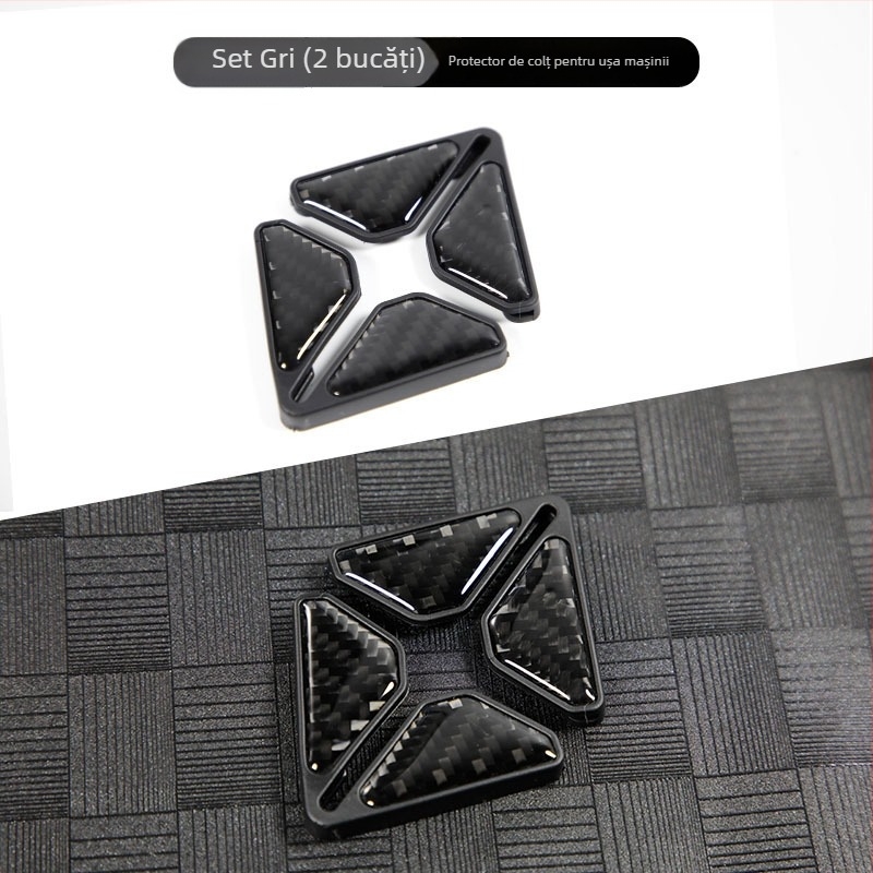 Protecție de colț pentru ușa mașinii, cu model din fibră de carbon, anti-coliziune și zgârieturi, decor auto (4,5 × 4,5 × 6 cm)