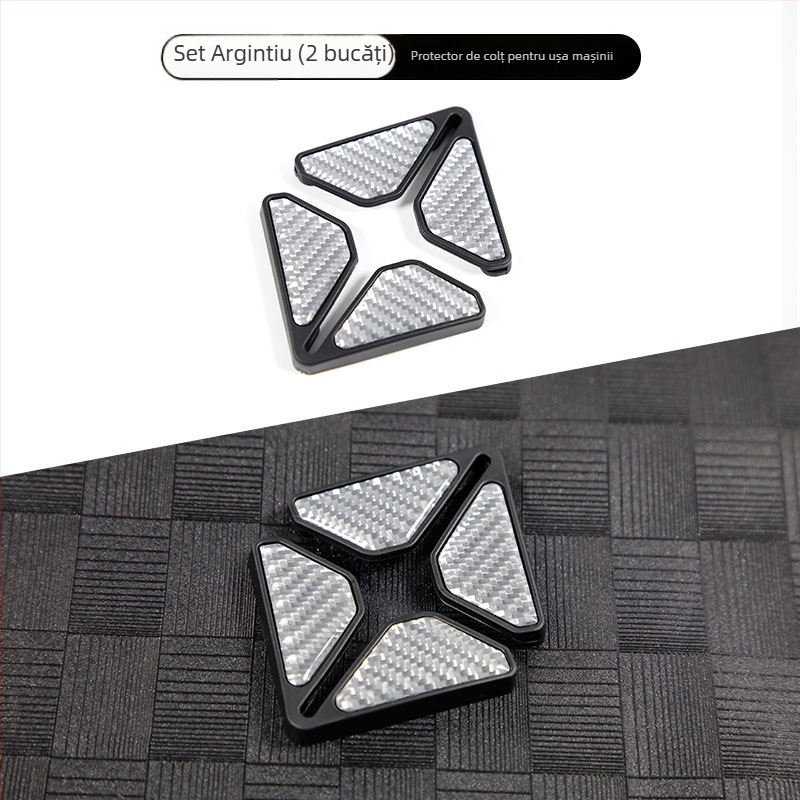 Protecție de colț pentru ușa mașinii, cu model din fibră de carbon, anti-coliziune și zgârieturi, decor auto (4,5 × 4,5 × 6 cm)