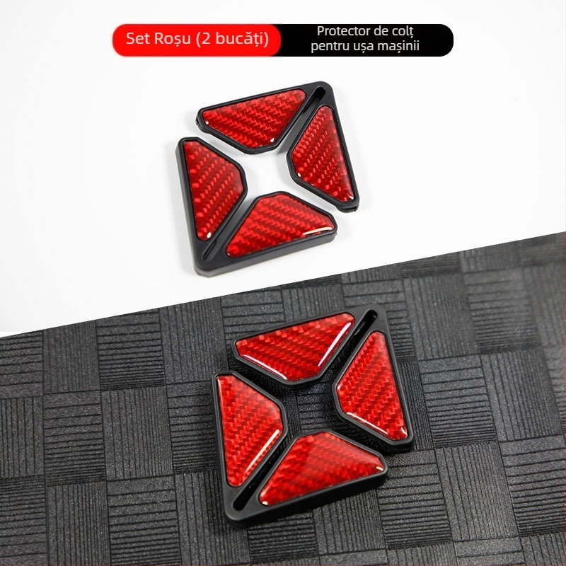 Protecție de colț pentru ușa mașinii, cu model din fibră de carbon, anti-coliziune și zgârieturi, decor auto (4,5 × 4,5 × 6 cm)