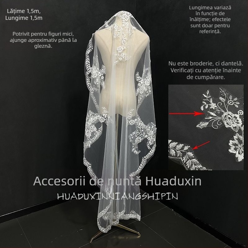 Voal dantelat în stil pădure, diademă pentru rochie de mireasă, Vara 2021, în stoc